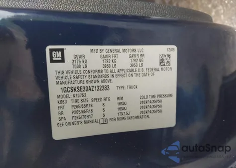 2010 Chevrolet Silverado 1500 Lt from USA, damaged, VIN 1GCSKSE30AZ132383